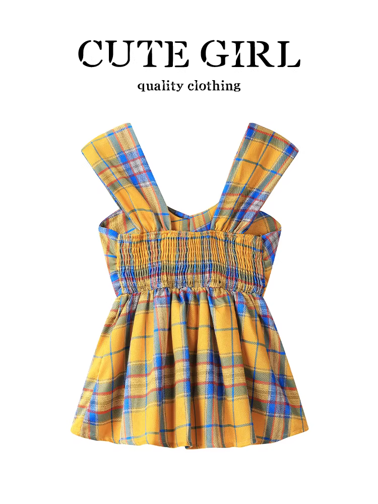 Áo yếm kẻ sọc màu dopamine phong cách Hàn Quốc dành cho nữ, áo không tay hở lưng thanh lịch và lộng lẫy mùa hè