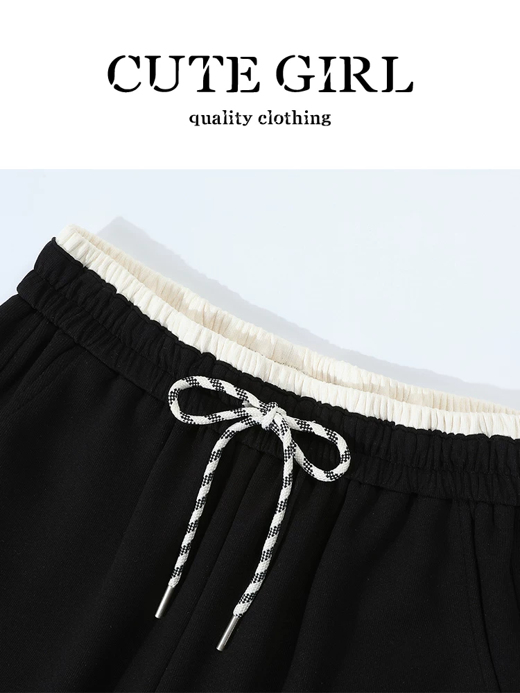 Áo hoodie lót lông cừu in chữ đơn giản phong cách Hàn Quốc dành cho nữ, quần thường ngày phối màu mùa thu, bộ hai món