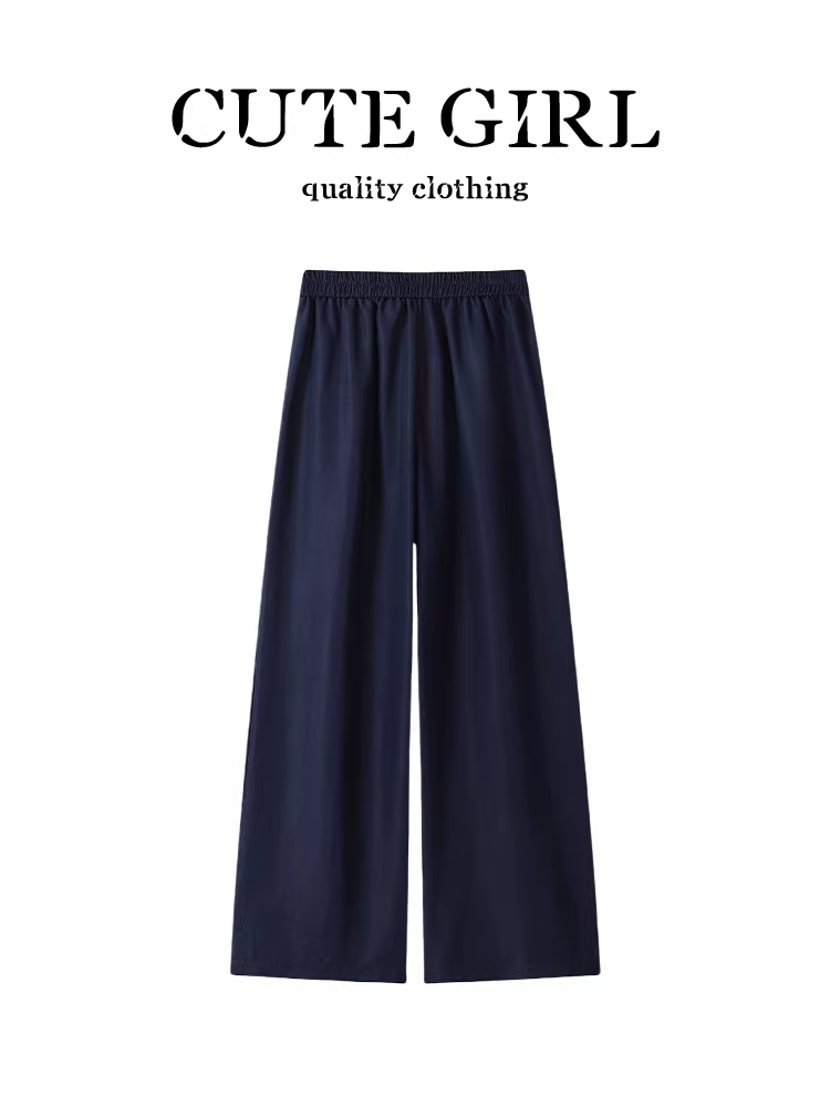 Quần ống rộng lưng cao phối ren kiểu Hàn Quốc dễ thương dành cho nữ, quần ống rộng dáng thẳng đa năng mùa hè