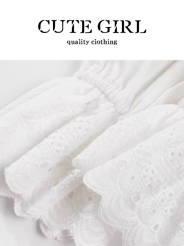 Áo sơ mi trắng phối ren kiểu Pháp có dây buộc nơ cho nữ mùa xuân, áo đẹp siêu đẹp và độc đáo