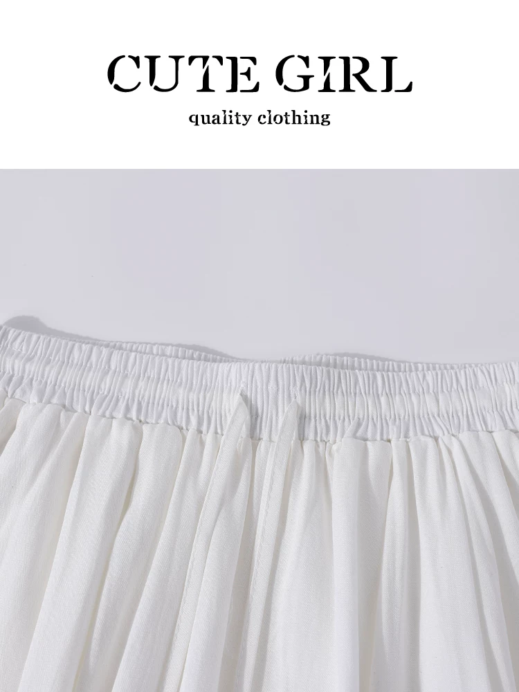 Bộ trang phục hoàn chỉnh phong cách CuteGirl ootd dành cho nữ mùa hè áo yếm kẻ sọc quần ống rộng màu trắng Bộ hai món