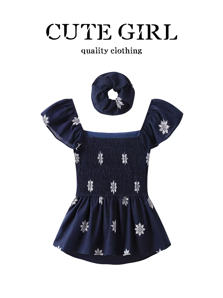 Áo yếm tay bồng thêu phong cách Pháp của CuteGirl dành cho nữ, áo mùa hè độc đáo và đẹp mắt với eo thon giúp bạn trông thon gọn hơn.