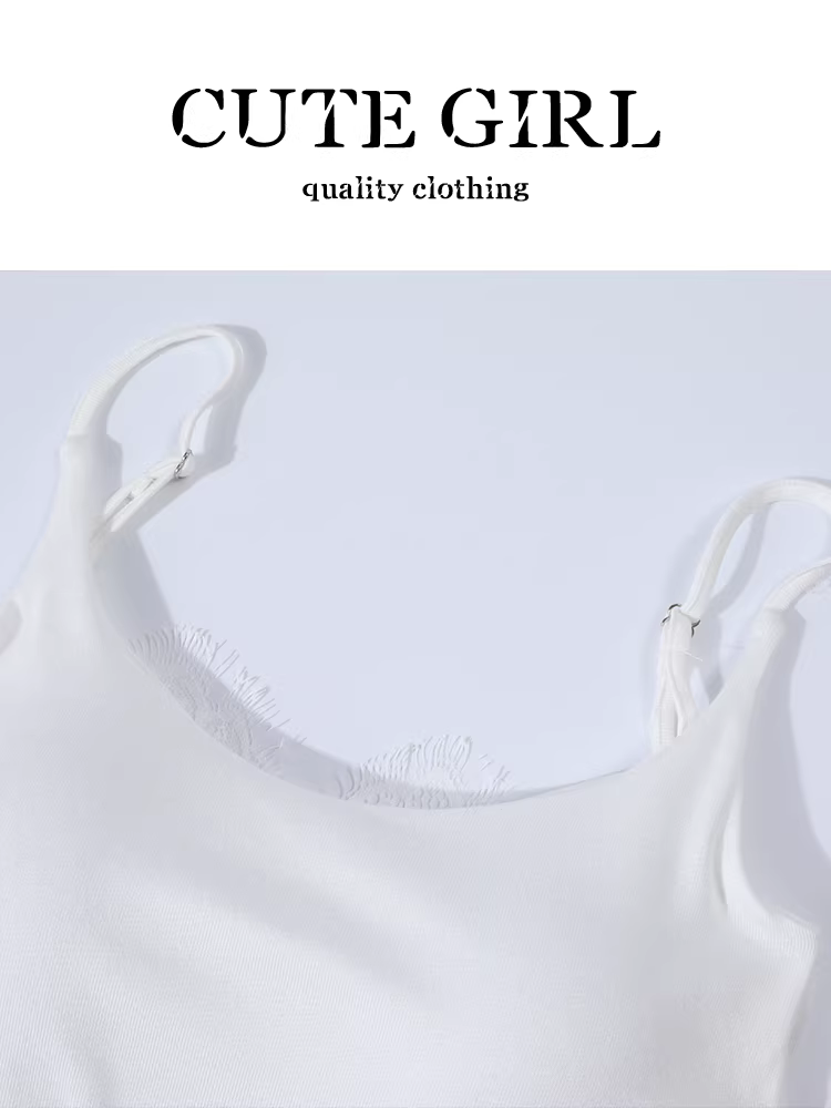 Áo yếm trắng hở lưng ren thuần khiết và quyến rũ phong cách Hàn Quốc dành cho nữ, mùa hè có đệm ngực, ôm vừa vặn, mặc bên trong tôn dáng.