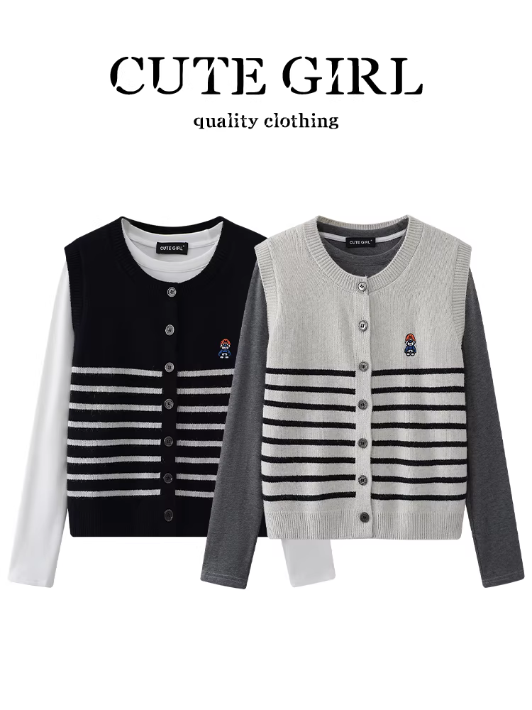 Trang phục thanh lịch đầu thu của CuteGirl là bộ vest dệt kim sọc màu mơ cao cấp và áo sơ mi cơ bản dành cho nữ.