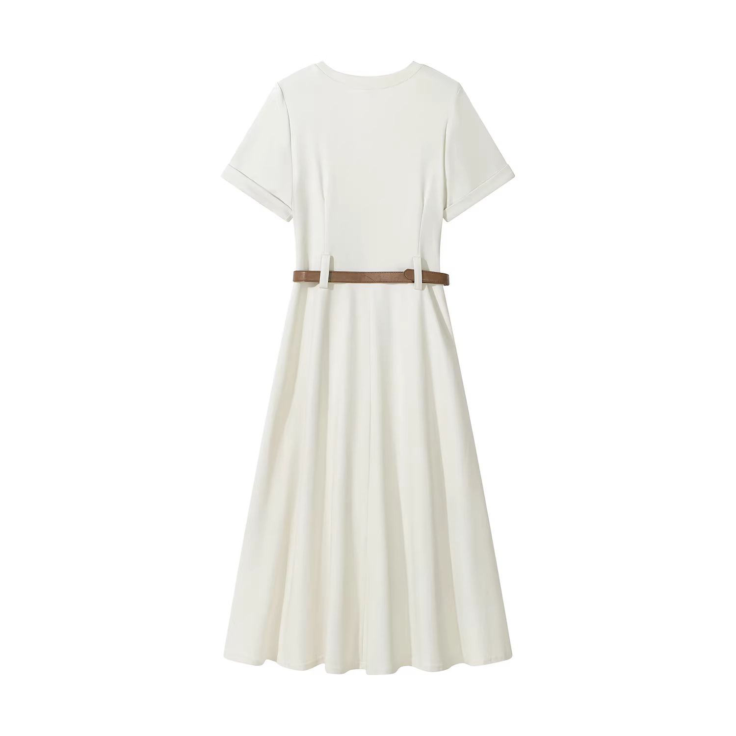 Váy ngắn tay kiểu Hàn Quốc dễ thương dành cho nữ mùa hè 2025 kiểu mới, có dây lưng eo, phối áo thun, chân váy dài