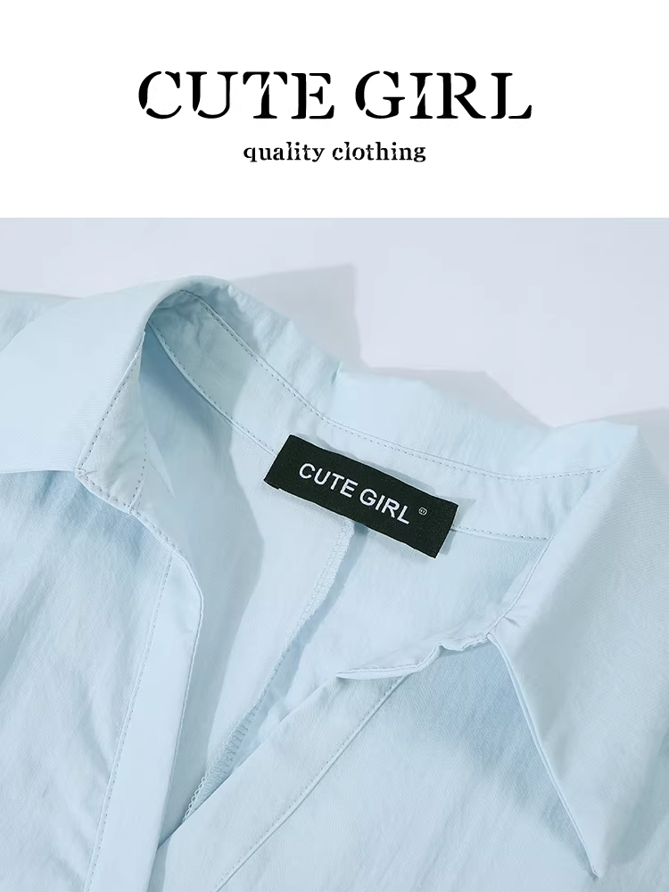 Áo sơ mi tay raglan cổ chữ V kiểu Pháp sang trọng dành cho nữ, áo mùa hè độc đáo và đẹp mắt với eo thon gọn.