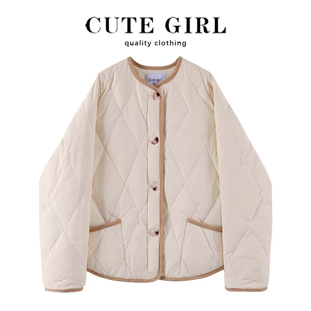 Áo khoác phao nhẹ, may chần bông CuteGirl dành cho nữ, kiểu mới mùa đông 2025, áo phao lông vịt trắng, áo khoác thời trang phong cách Chanel.