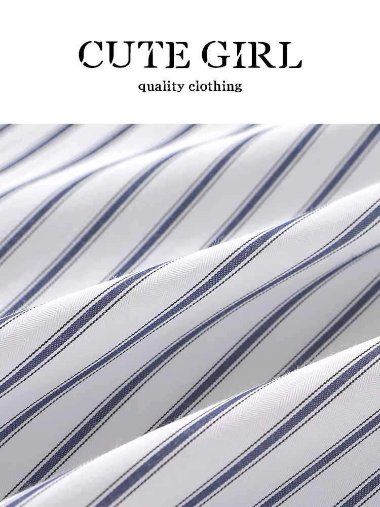 Áo sơ mi chống nắng sọc xanh trắng phong cách Hàn Quốc dễ thương dành cho nữ, áo khoác áo sơ mi đa năng dáng rộng mùa xuân