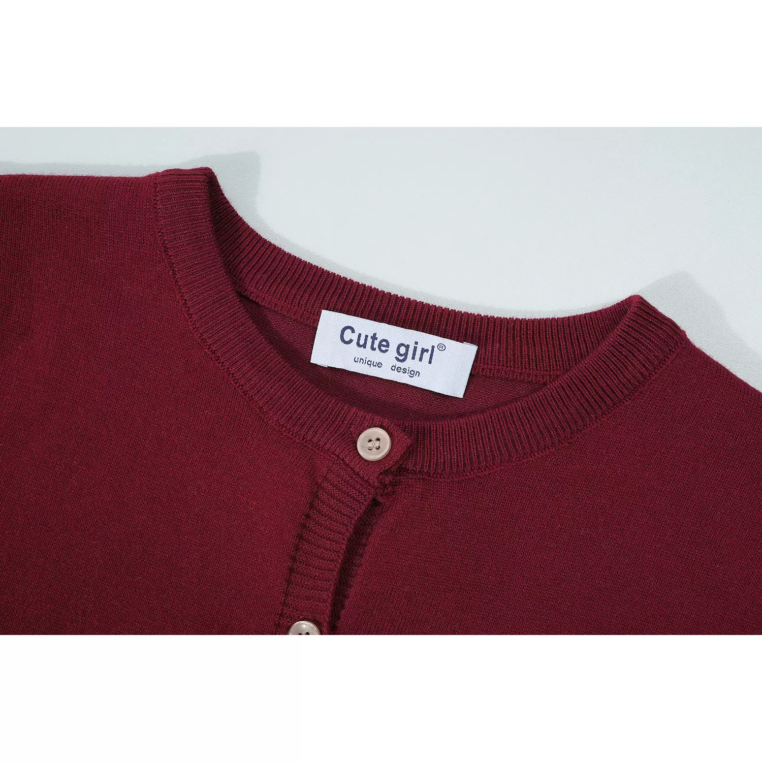Áo cardigan dệt kim cổ tròn màu đỏ phong cách Hàn Quốc dành cho nữ, đầu thu, dáng nhỏ nhắn, áo khoác dáng rộng, áo dài tay đa năng