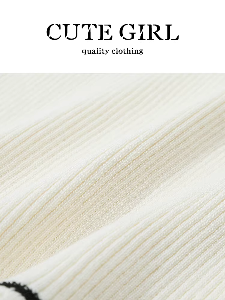 Áo dệt kim ngắn tay cổ búp bê phong cách dễ thương dành cho nữ, thiết kế đầu thu, ôm eo, giảm béo, áo độc đáo