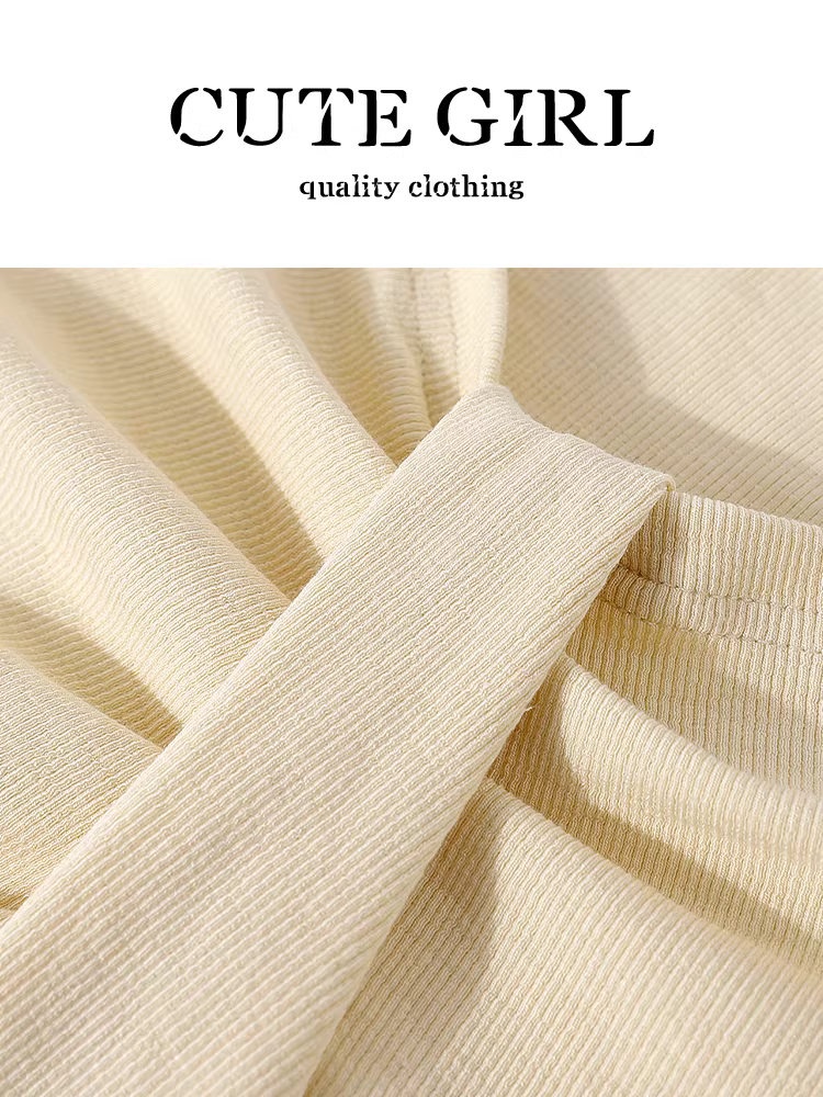 Áo thun ngắn tay màu vàng thiết kế hoa ba chiều của CuteGirl dành cho nữ mùa hè có nếp gấp eo