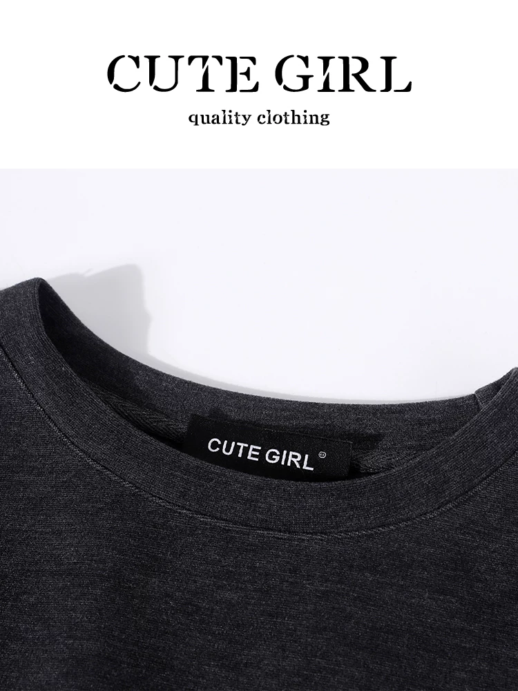 Bộ trang phục đầu thu phong cách Hàn Quốc CuteGir, bộ trang phục hoàn chỉnh dành cho nữ, áo len màu xám kèm khăn choàng, váy chữ A, bộ hai mảnh thanh lịch.