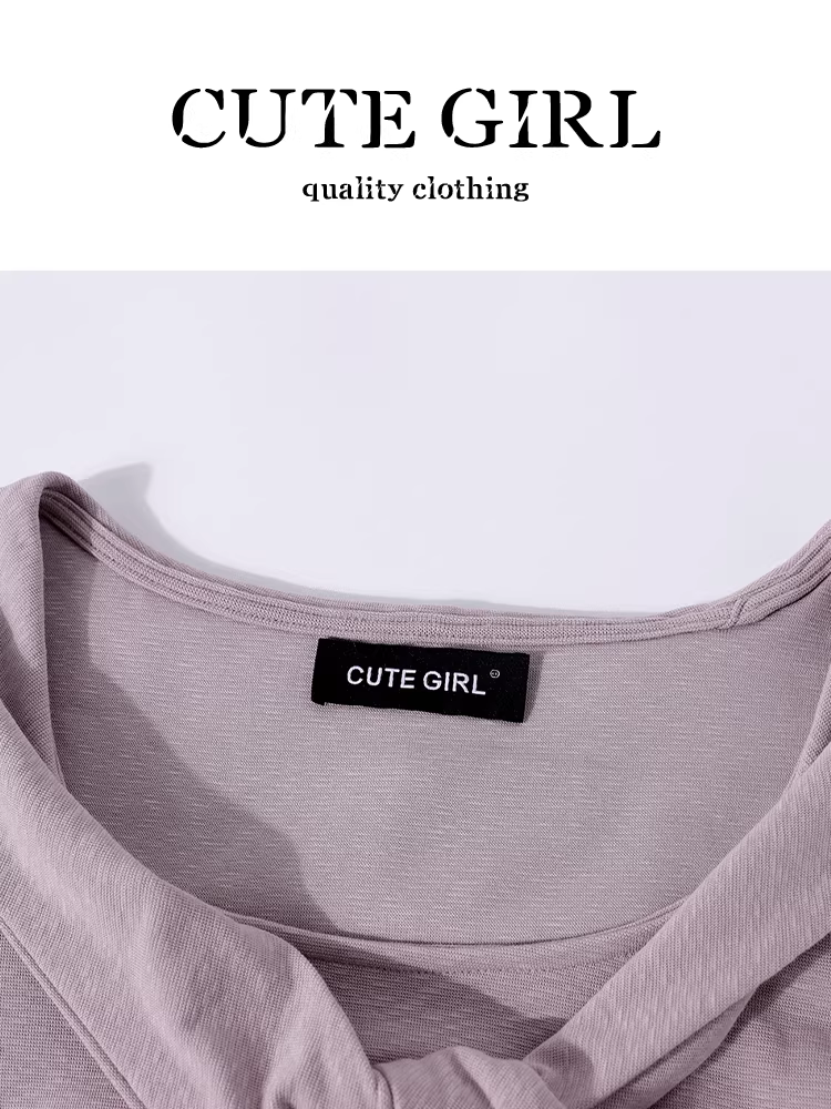 Áo thun ngắn tay cổ vuông màu tím phong cách Pháp dễ thương dành cho nữ, áo hai mảnh giả dáng ôm mùa hè