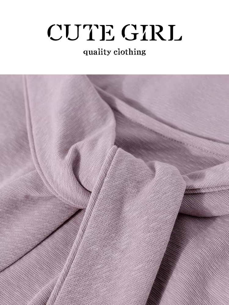 Áo thun ngắn tay cổ vuông màu tím phong cách Pháp dễ thương dành cho nữ, áo hai mảnh giả dáng ôm mùa hè