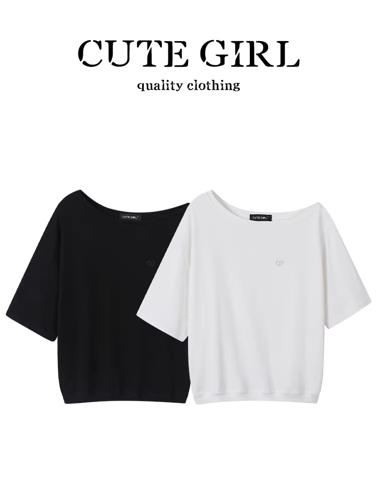 Áo thun ngắn tay màu trắng thêu thiết kế độc đáo của CuteGirl dành cho nữ, hoàn hảo cho trang phục ootd mùa hè, áo trễ vai tuyệt đẹp.
