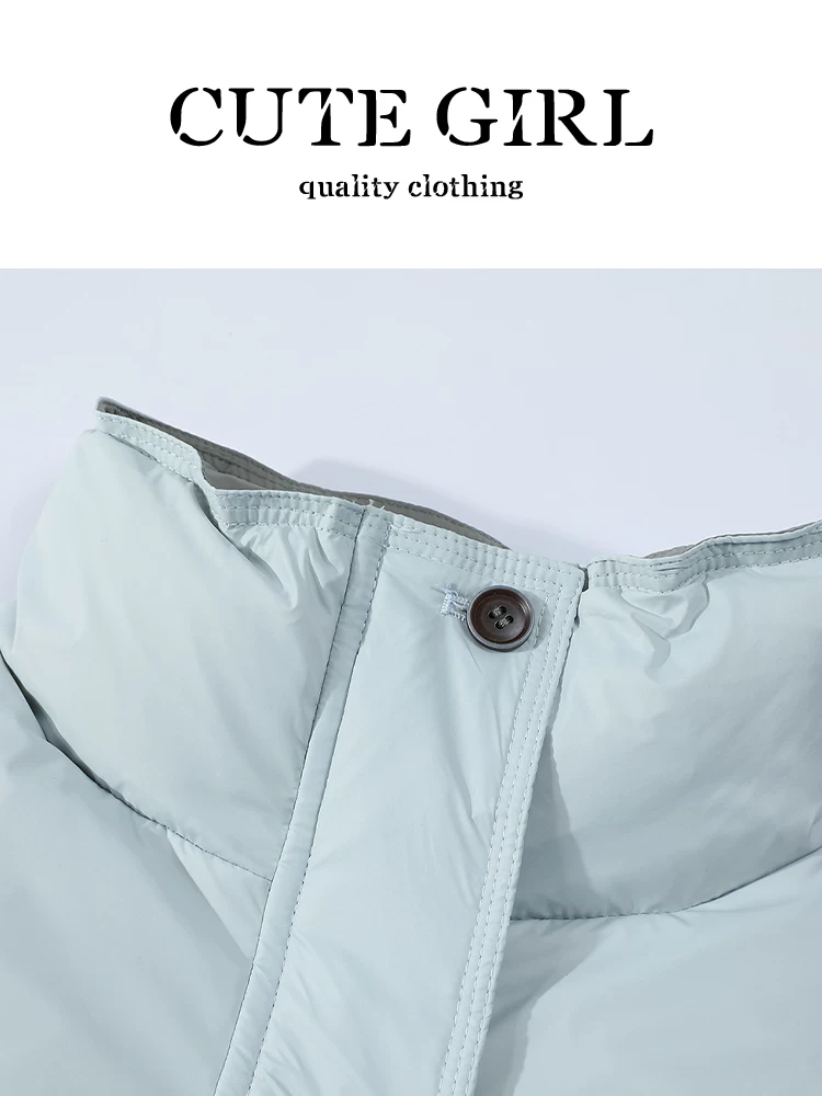Áo khoác ngắn cổ đứng phối màu phong cách Hàn Quốc CuteGirl dành cho nữ, thiết kế thu đông, áo khoác cotton dáng rộng, đa năng, phong cách giản dị