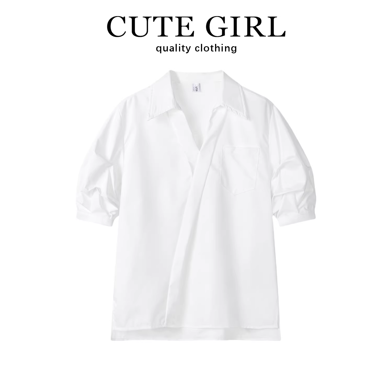 Áo sơ mi ngắn tay màu trắng thiết kế độc đáo theo phong cách Pháp dành cho nữ, áo kiểu dáng thanh lịch mùa xuân, áo kiểu dáng hợp thời trang