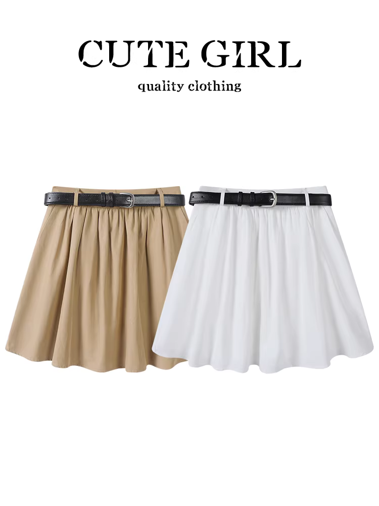 Váy xếp ly giảm tuổi tác dễ thương dành cho nữ, váy ngắn chữ A eo cao đa năng mùa hè, kiểu dáng thời trang