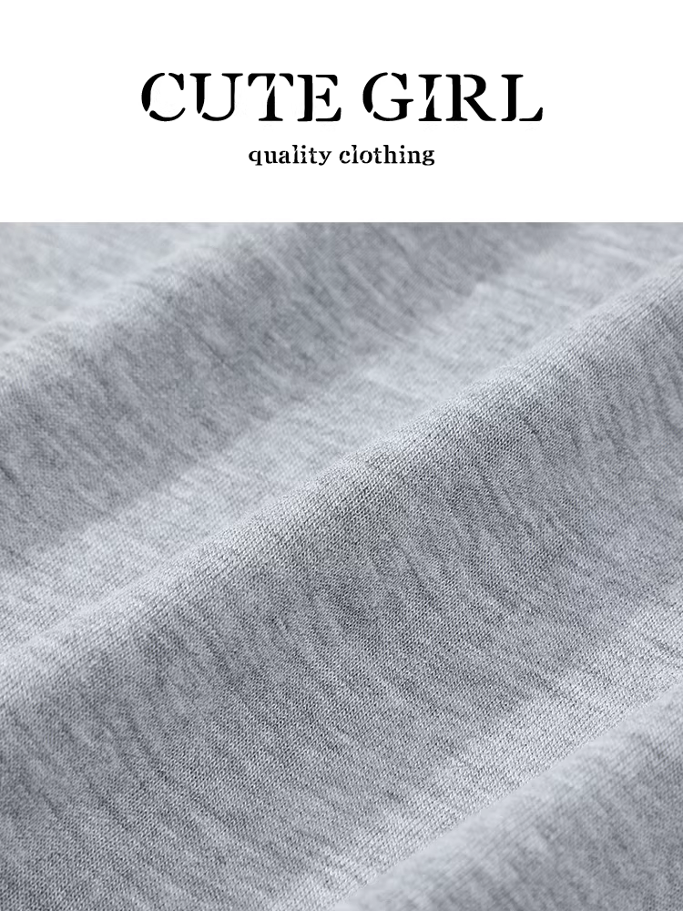 Áo thun dài tay cổ tròn màu xám phong cách Hàn Quốc dành cho nữ, phong cách lười biếng mùa hè, áo che nắng rộng rãi và đa năng.