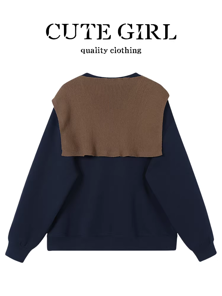 Áo len chui đầu cổ tròn phong cách retro giản dị dễ thương dành cho nữ, áo len cổ tròn thời trang mùa thu đa năng đơn giản