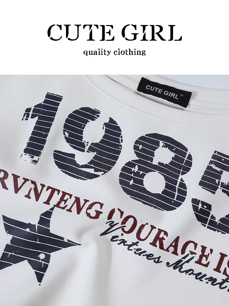 Áo len cổ tròn in chữ màu trắng phong cách Hàn Quốc dành cho nữ, áo kiểu dáng lười biếng mùa thu, dáng rộng, đa năng