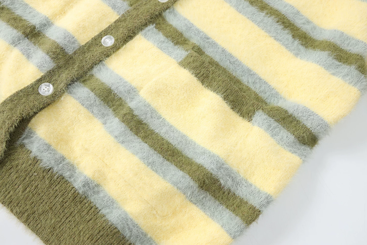 Áo len sọc mohair dáng rộng CuteGirl dành cho nữ mùa xuân thu 2024 kiểu mới phong cách preppy áo cardigan dệt kim
