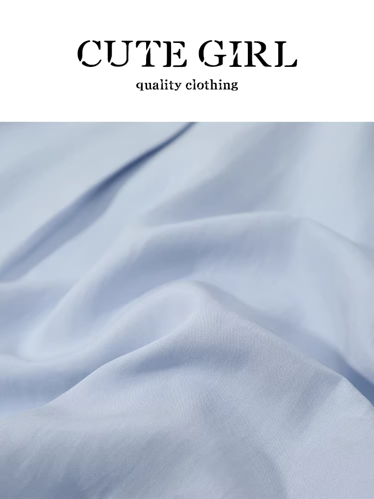 Áo sơ mi màu xanh preppy phong cách Hàn Quốc có cà vạt dành cho nữ, áo sơ mi dài tay dáng rộng mùa xuân hợp thời trang