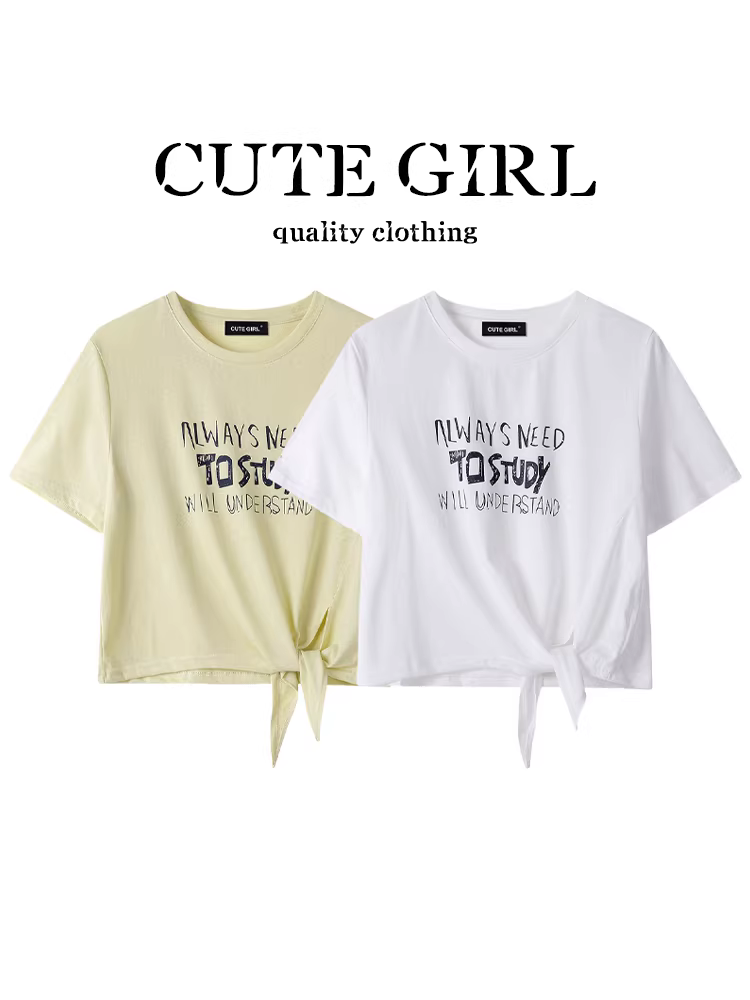 Áo thun ngắn tay màu trắng in họa tiết tie-dye lấy cảm hứng từ thiết kế CuteGirl dành cho nữ, phong cách ngọt ngào và cay cay mùa hè, áo ngắn thon gọn và đa năng.