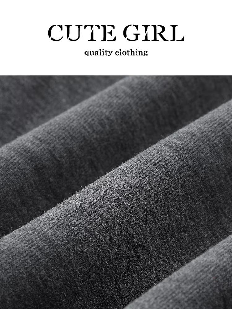 Áo len dệt kim giả hai mảnh kiểu cổ điển màu xám đậm kiểu cổ điển dành cho nữ, phong cách mùa thu, áo len rộng rãi và đa năng