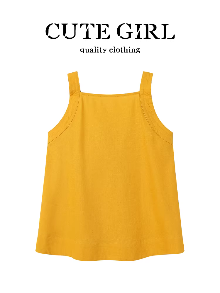 Áo yếm màu vàng thiết kế theo phong cách Hàn Quốc có dây đeo sau lưng dành cho nữ, áo hở lưng dáng rộng và tôn dáng cho mùa hè