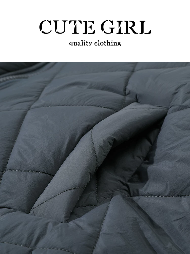 Áo khoác ngắn cổ đứng màu xám cao cấp có khăn choàng dành cho nữ, mùa thu đông, áo khoác cotton thanh lịch, rộng rãi và đa năng