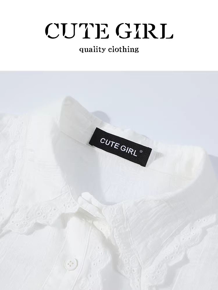 Áo chống nắng màu trắng viền ren cao cấp phong cách Pháp dành cho nữ, bộ hai mảnh mùa hè với áo yếm.