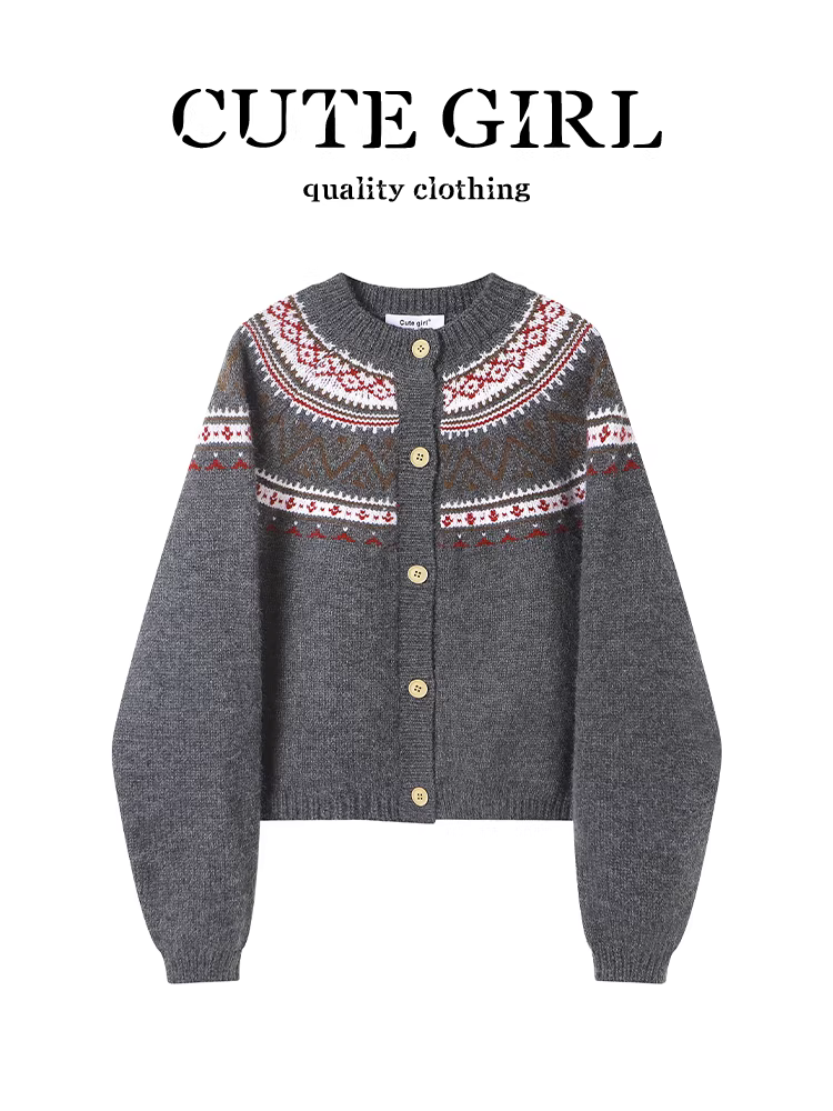 Áo len cổ tròn kiểu cổ điển Hàn Quốc CuteGirl dành cho nữ, thiết kế thu đông, áo dáng rộng đa năng, phong cách giản dị