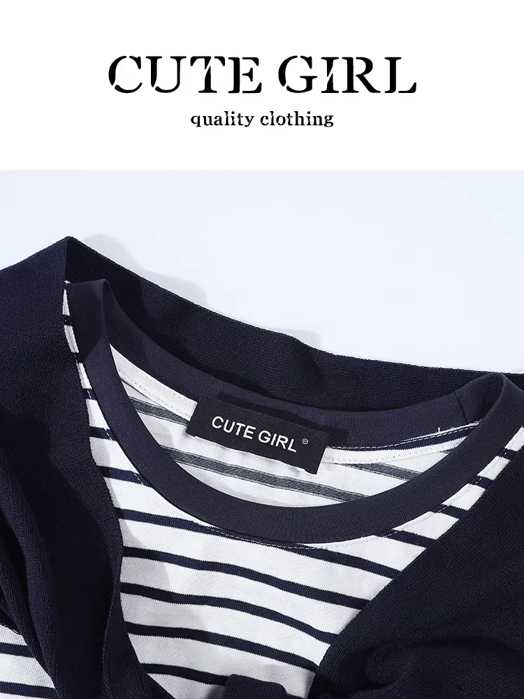Áo thun ngắn tay kiểu dáng Hàn Quốc màu sắc phối sọc dễ thương dành cho nữ, thiết kế mùa hè, dáng rộng, giản dị, đa năng