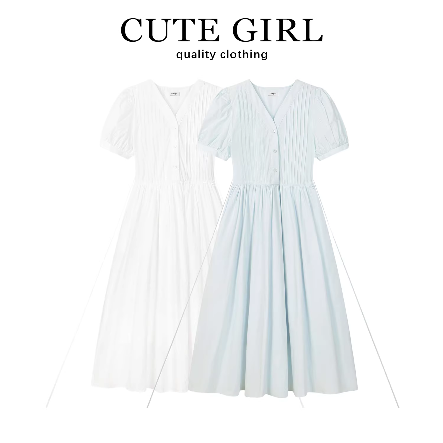 CuteGirl Tea Break Đầm cổ chữ V phong cách nhẹ nhàng kiểu Pháp dành cho nữ, đầm dài thon gọn eo thon thanh lịch cao cấp mùa hè