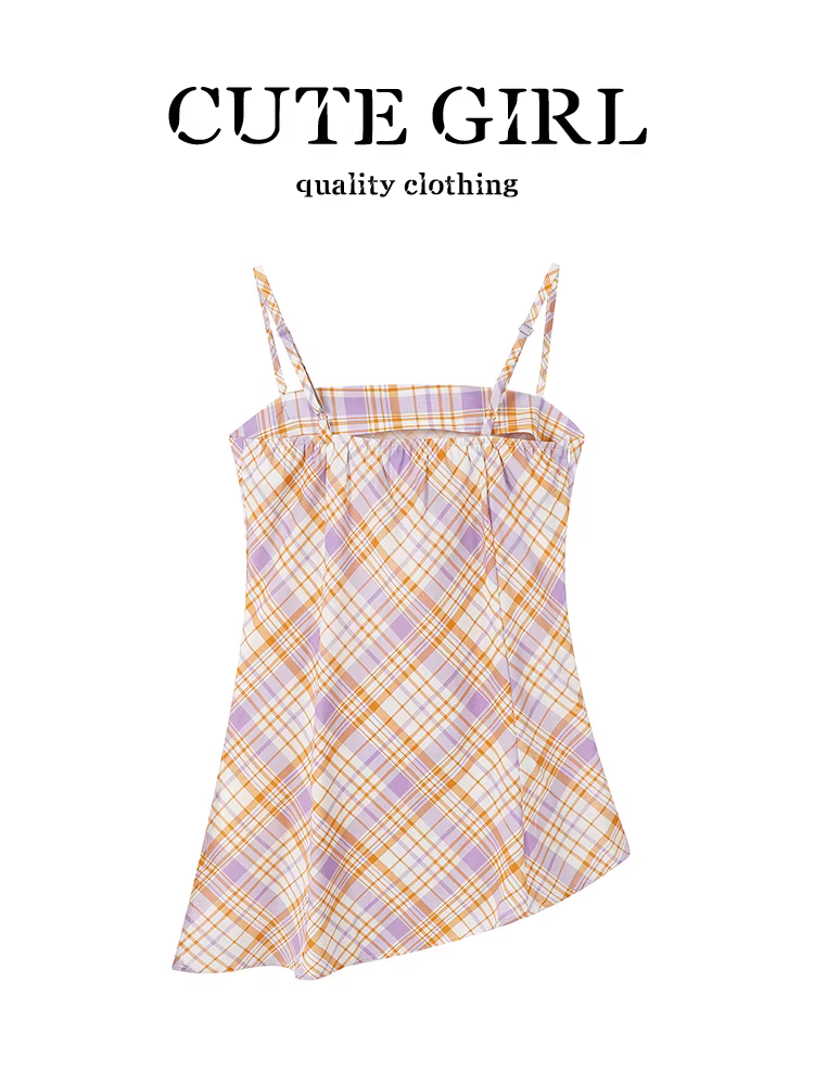 CuteGirl phong cách Hàn Quốc hot girl hoa ba chiều áo yếm kẻ sọc không đều kiểu dáng mùa hè dành cho nữ