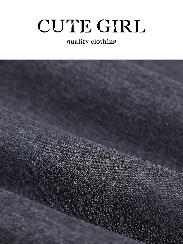 Quần ống loe thông thường có eo co giãn màu xám đậm phong cách CuteGirl dành cho nữ, quần thể thao đa năng cạp cao giảm béo mùa thu