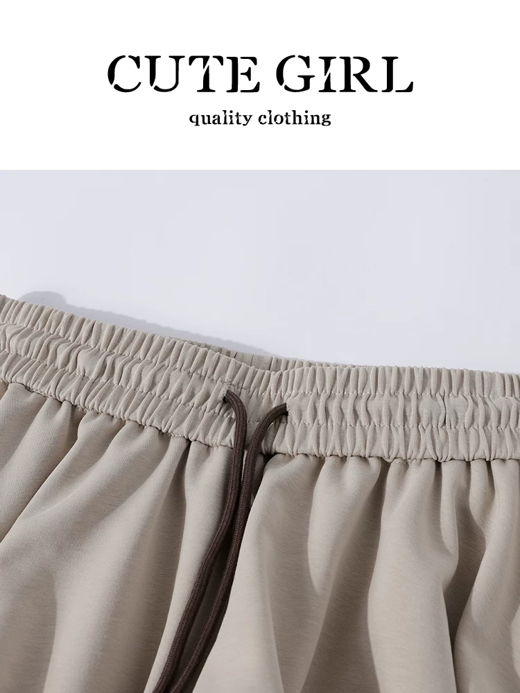Áo len trễ vai buộc dây phong cách preppy của CuteGirl dành cho nữ đầu thu thanh lịch váy phồng hoa lưng cao thanh lịch Bộ hai món