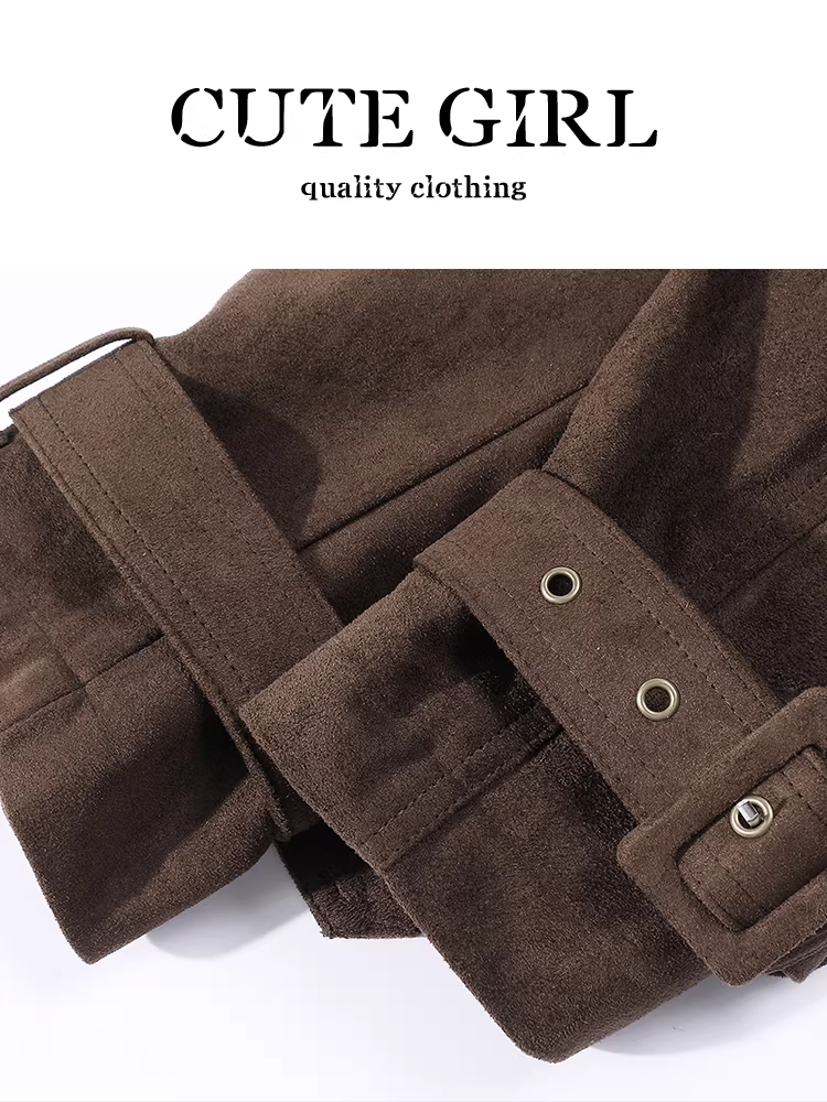 Áo khoác da lộn cổ điển CuteGirl Melard dành cho nữ, áo khoác biker đa năng cao cấp phong cách mùa thu