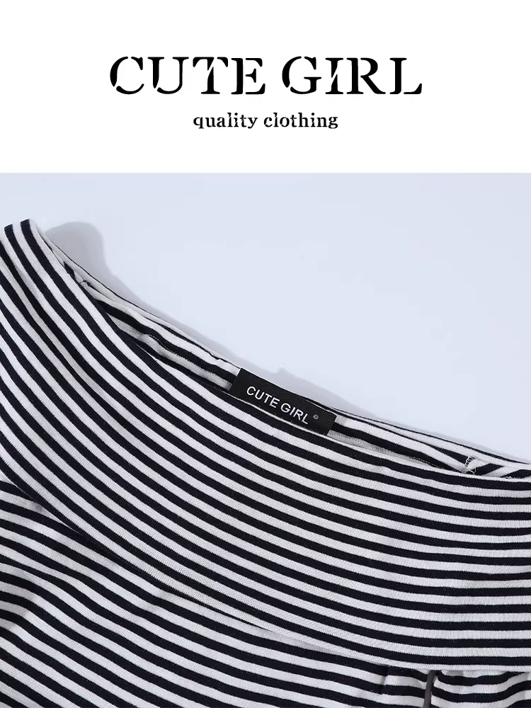 Áo thun dài tay lệch vai màu xám phong cách Pure Desire của CuteGirl dành cho nữ, thiết kế mùa thu, dáng ôm, áo đa năng