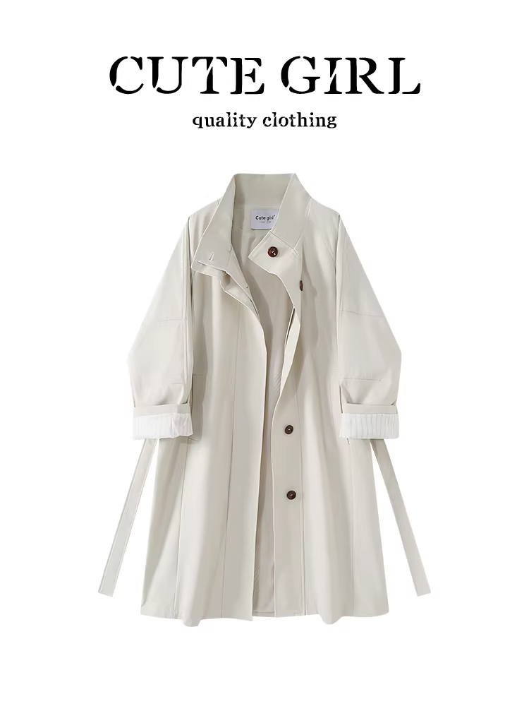 Áo khoác dài màu khối màu thiết kế CuteGirl dành cho nữ, mùa thu đông, cao cấp, dáng rộng, giản dị, đa năng, áo khoác ngoài độc đáo