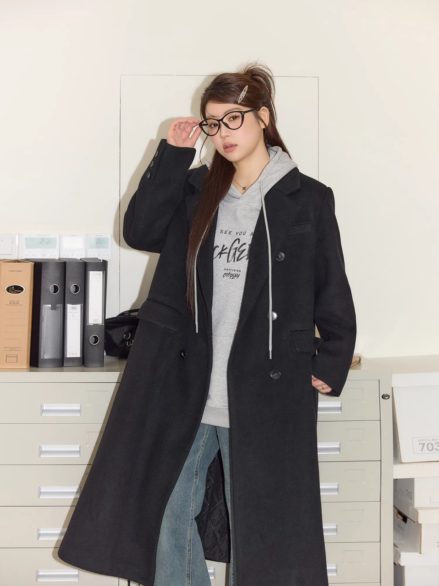 Áo khoác len nữ cỡ lớn, phong cách cao cấp thu đông, áo khoác len giữ ấm và thon gọn cho các cô gái mũm mĩm.