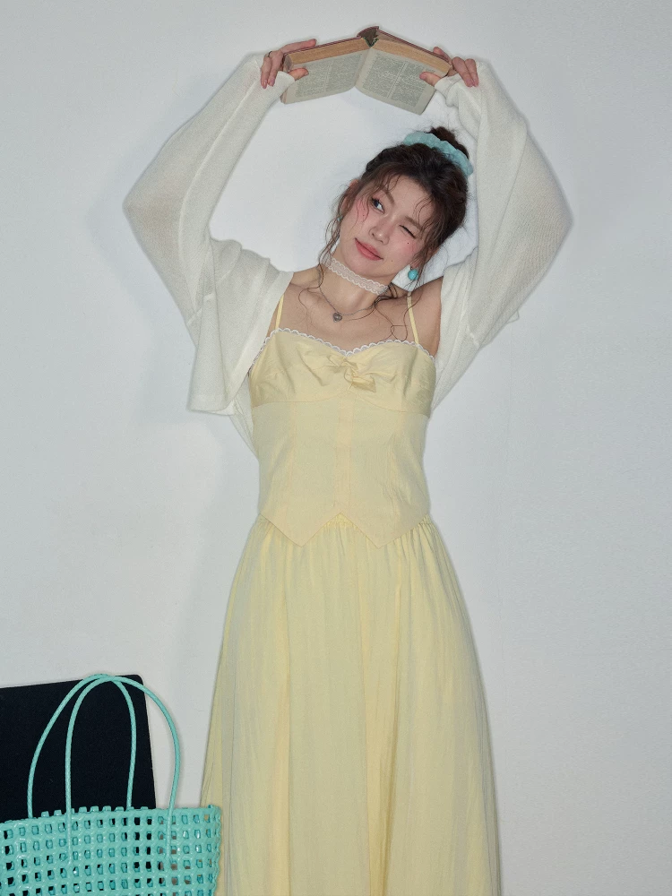 Bộ váy liền thân ren phối viền kiểu dáng Dopamine, size lớn dành cho nữ Zhang Daren mùa hè 2025, dành cho người phụ nữ mũm mĩm.