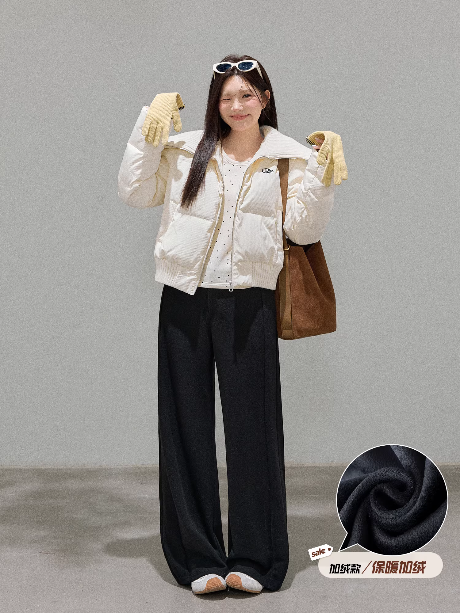 Quần âu len đen dáng thẳng, cạp cao, kiểu dáng mới mùa đông, tôn dáng, dành cho phụ nữ cỡ lớn.