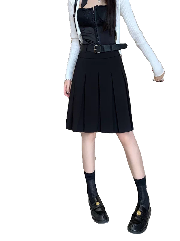 Váy xếp ly cao cấp cỡ lớn dành cho nữ, váy ngắn dáng chữ A cạp cao tôn dáng mùa xuân hè với thiết kế tinh tế, phong cách preppy.