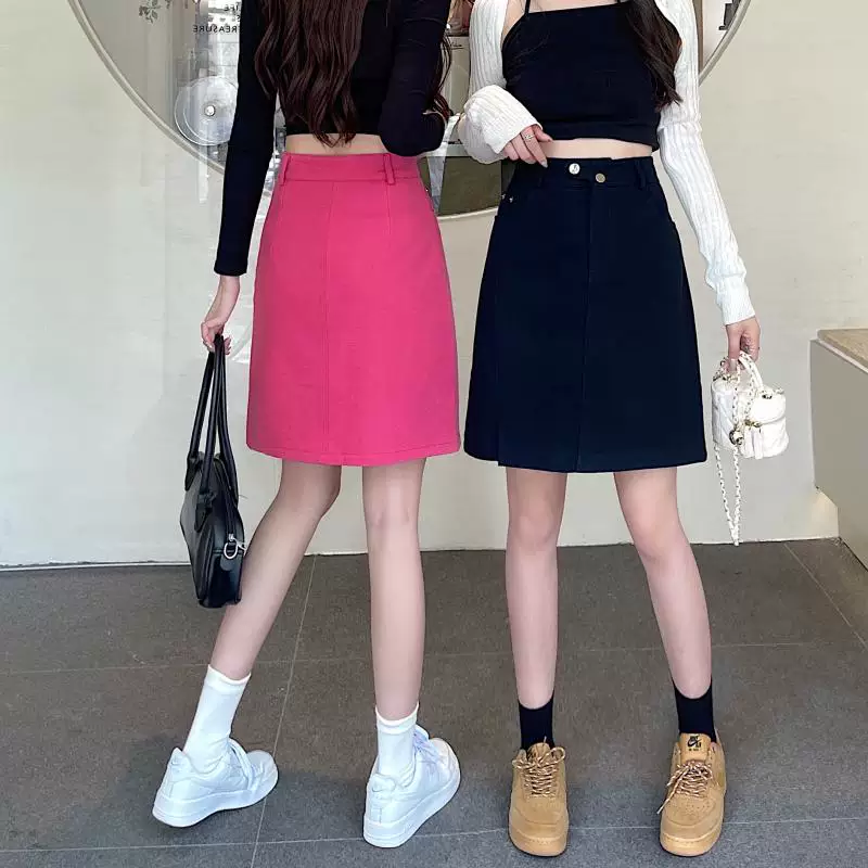 Váy midi denim xẻ tà size lớn cho nữ, kiểu dáng mới mùa hè, váy bút chì dáng chữ A đa năng, cạp cao, tôn dáng.