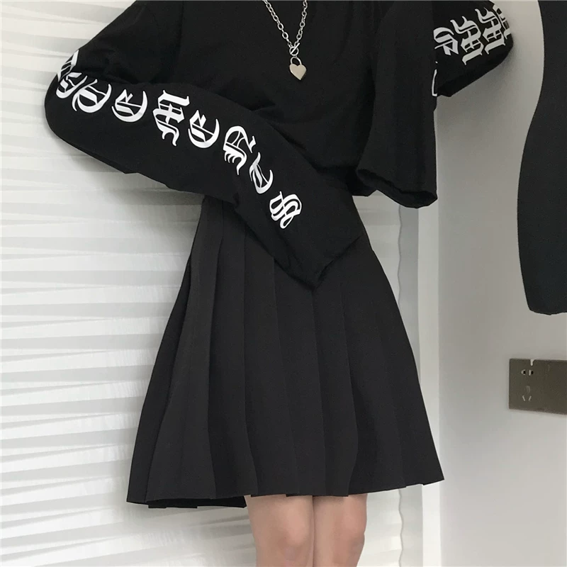 Váy xếp ly dài vừa phải cạp cao cỡ lớn kiểu Hàn Quốc váy nửa thân kiểu Nhật Bản váy ngắn quần kiểu học sinh Nhật Bản váy siêu hot