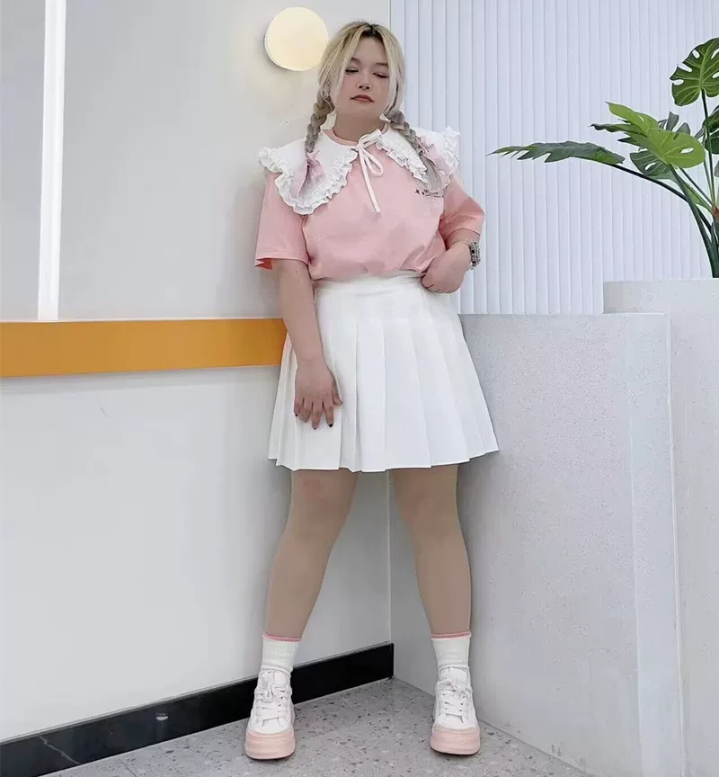 Váy xếp ly trắng cỡ lớn dành cho phụ nữ nhỏ nhắn, váy chữ A, váy đen 100% off váy, váy ngắn, váy hồng thon gọn, váy nửa thân.