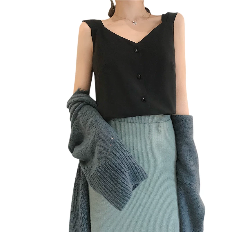 Áo camisole voan mùa hè cỡ lớn, kiểu dáng thanh lịch, không tay dành cho nữ, dáng rộng, thích hợp mặc ngoài hoặc phối lớp.