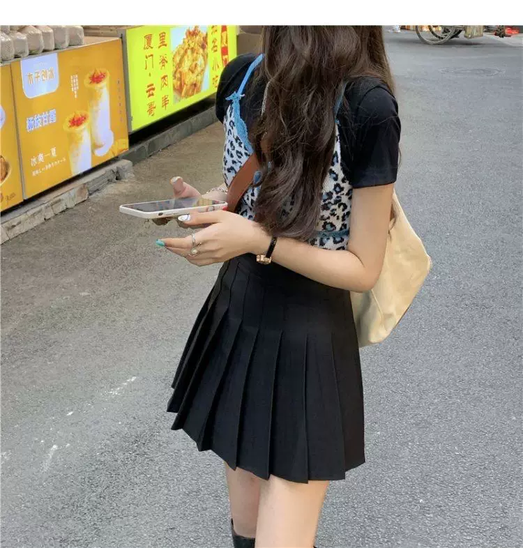 Váy xếp ly màu trắng cho nữ, váy đen mùa hè, váy chữ A cạp cao cỡ lớn, giúp thon gọn cho phụ nữ cỡ lớn, váy ngắn cho phụ nữ nhỏ nhắn.